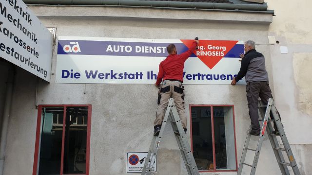 Aluschilder für Werkstatt Druck und Montage – Referenz AbdeX