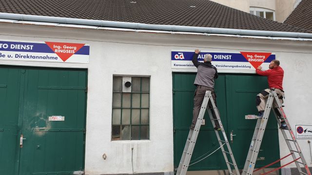 Aluschilder für Werkstatt Druck und Montage – Referenz AbdeX