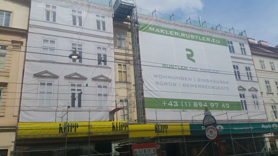 Fassadengerüst-Verkleidung Druck und Montage
