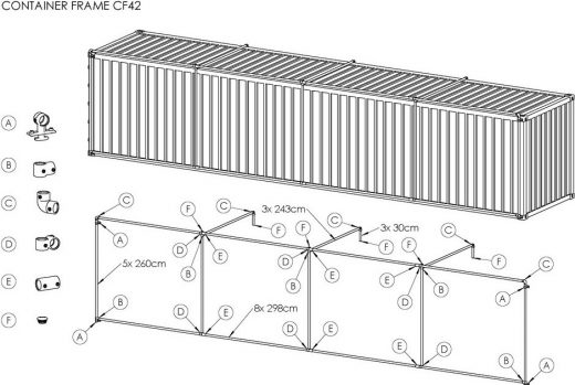 Containerrahmen Lange Seite (40 ft) – Ansicht 6