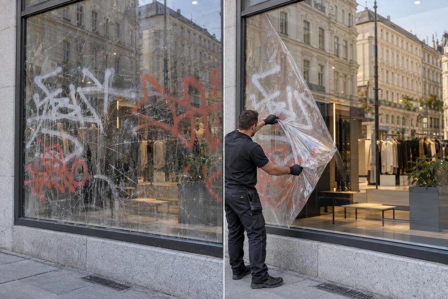 Anti-Graffiti-Folien — Anwendungsbeispiel (KI-generiert)