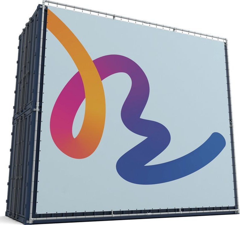 Containerrahmen Lange Seite – 2 gestapelte Container von AbdeX – Containerrahmen & Bannerträger