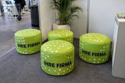Werbepoufs mit Druck