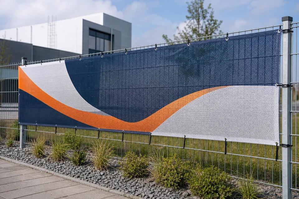 Windige Außenfläche mit individuell bedrucktem Werbebanner