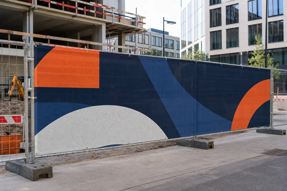 Baustelle & Bauzaun mit individuell bedrucktem Werbebanner