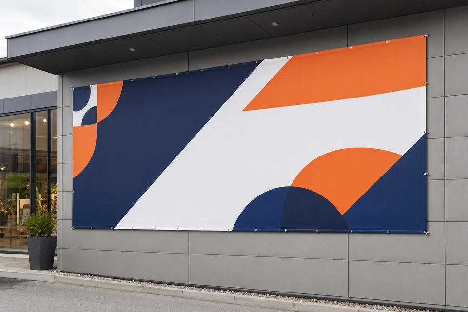 Fassade & Geschäft mit individuell bedrucktem Werbebanner
