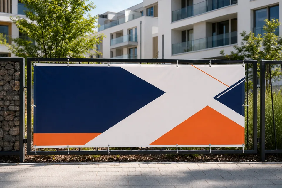 Immobilien & Neubau mit individuell bedrucktem Werbebanner