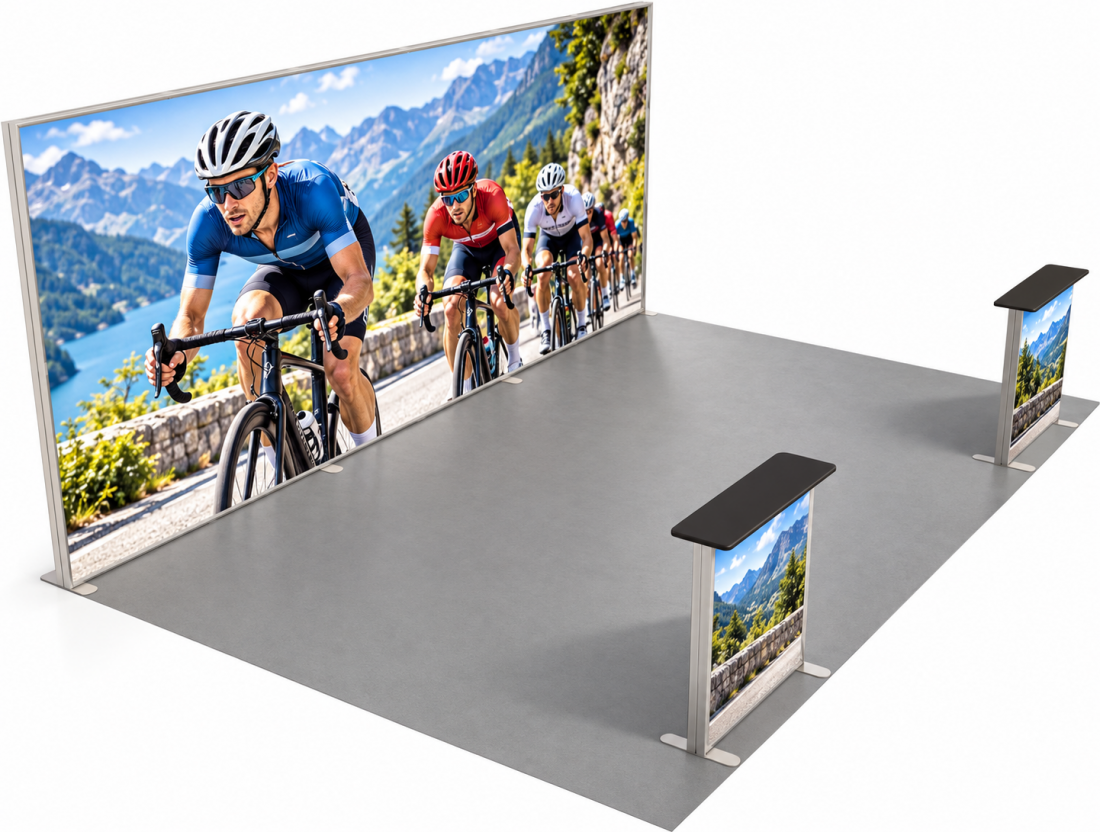 LED-Kopfstand 6 × 4 m · 2 Theken – AbdeX