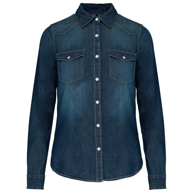 Kariban Ladies' Long-Sleeved Denim Shirt bedrucken