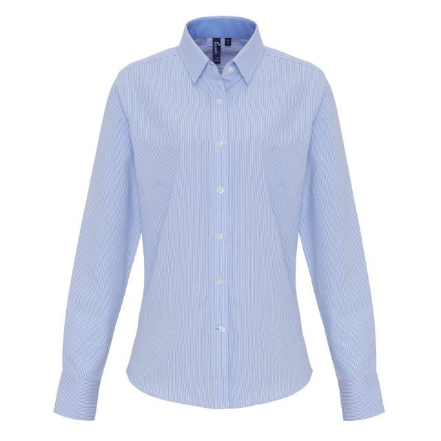 Premier Women's Cotton Rich Oxford Stripes Shirt bedrucken