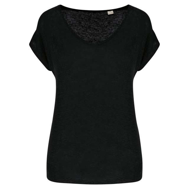 Spasso Ladies' V-Neck Linen T-Shirt bedrucken