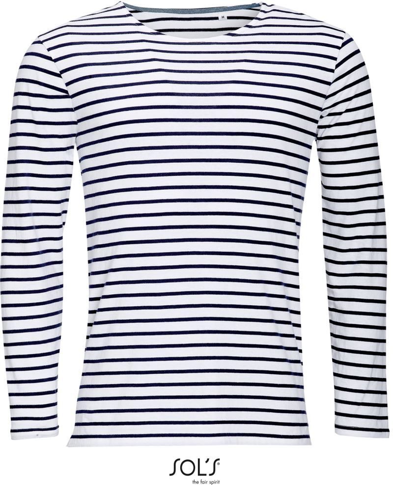 SOL'S Herren T-Shirt langarm gestreift Marine Men bedrucken
