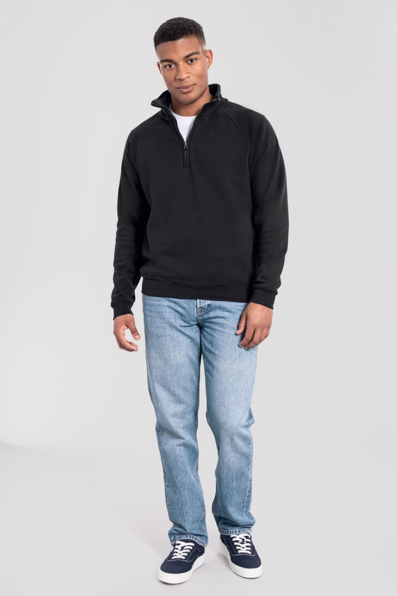 Fruit of the Loom Schwerer Sweater mit 1/4 Zip Iconic Premium Zip Neck Sweat bedrucken