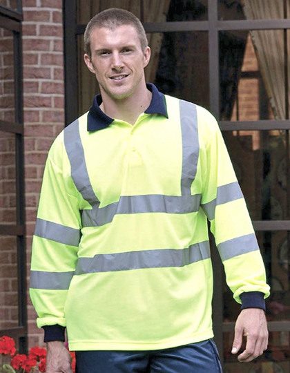 YOKO Hi-Vis Long Sleeve Polo HVJ310 bedrucken