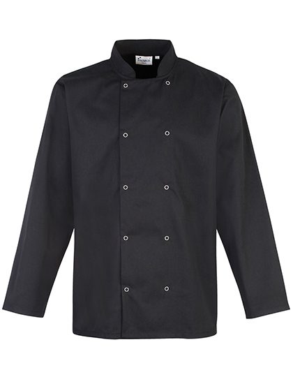 Premier Workwear Chef´s Long Sleeve Stud Jacket PR665 bedrucken