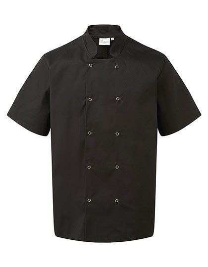 Premier Workwear Studded Front Short Sleeve Chef´s Jacket PR664 bedrucken