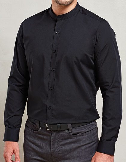 Premier Workwear Men´s Banded Collar Grandad Long Sleeve Shirt PR258 bedrucken