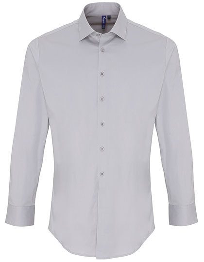 Premier Workwear Men´s Stretch Fit Poplin Long Sleeve Cotton Shirt PR244 bedrucken