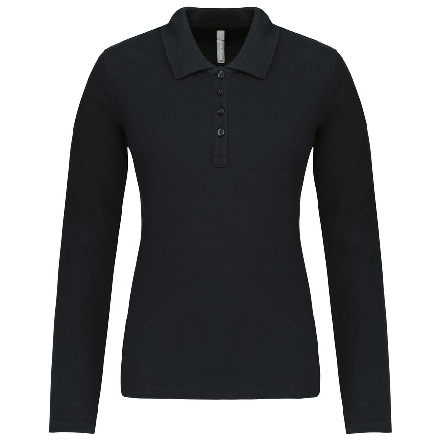 Kariban Damen Langarm-Polohemd. Baumwollpiqué K257 bedrucken