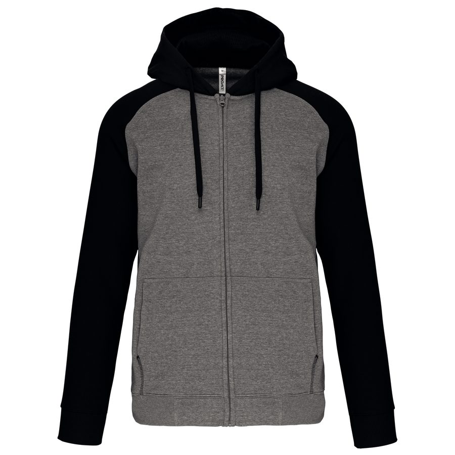 Proact Zweifarbige Unisex-Fleecejacke mit Reißverschluss und Kapuze PA380 bedrucken