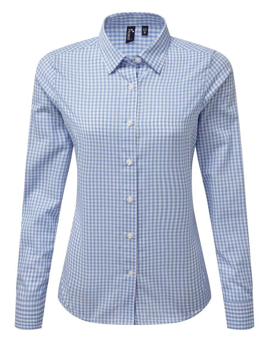 Premier Bluse mit großen Vichy-Karos PR352 bedrucken
