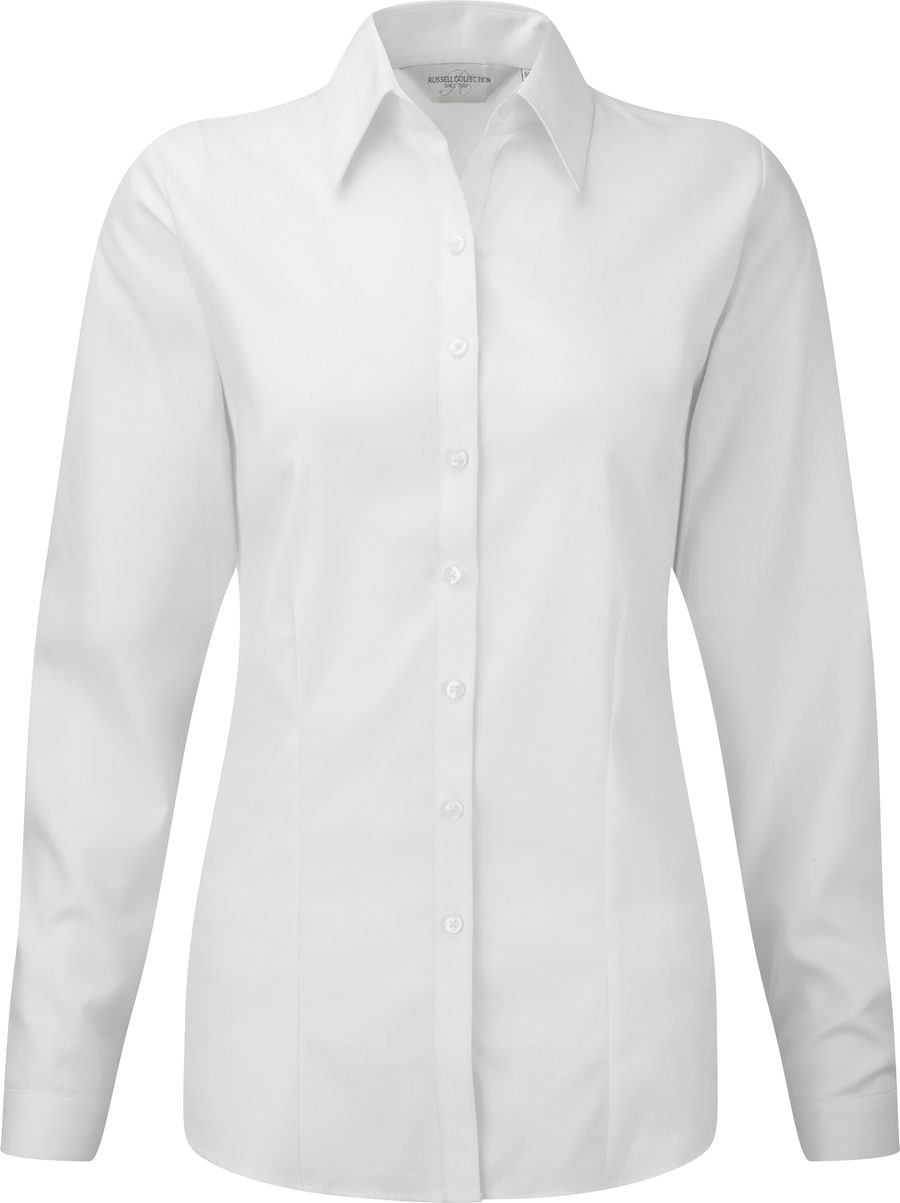Russell Ladies Long Sleeve Herringbone Shirt R-962F-0 bedrucken