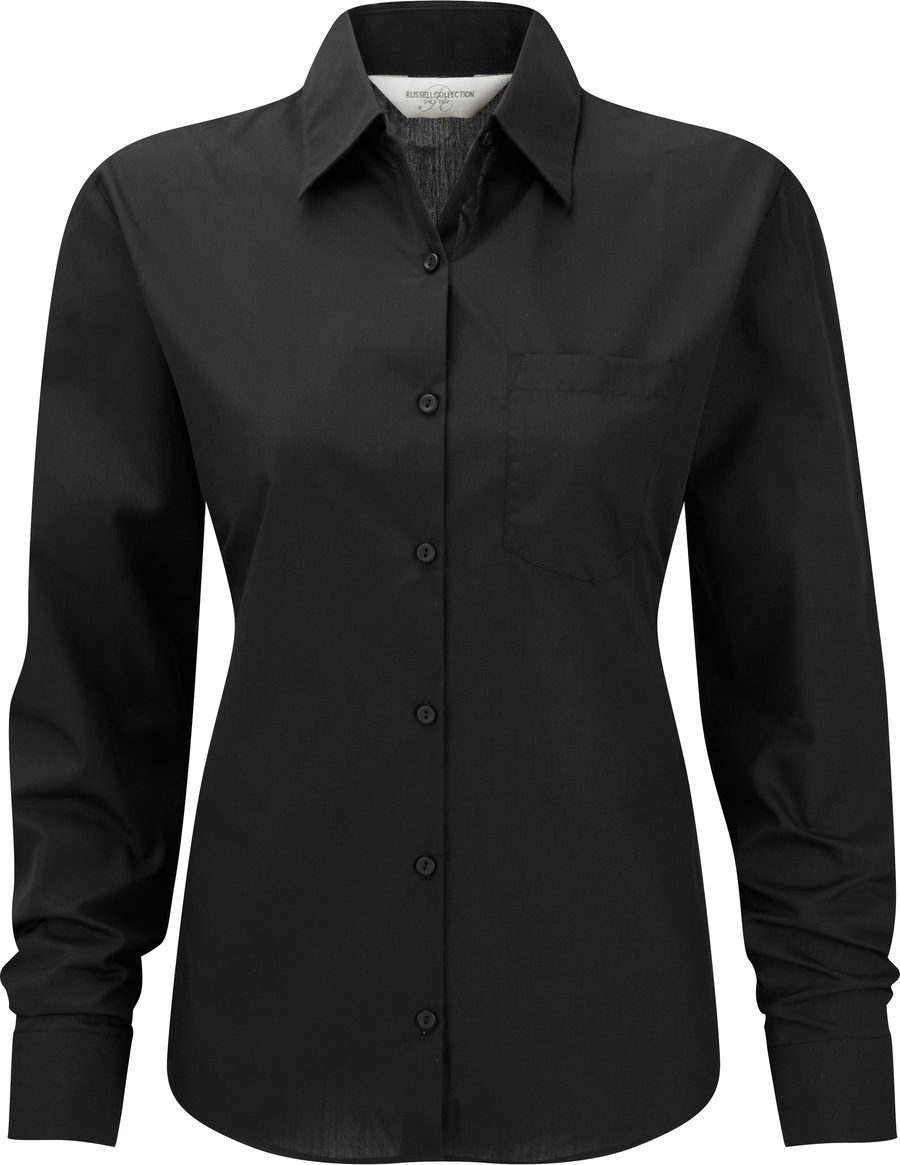 Russell Ladies' Ls Polycotton Popelinehemd R-934F-0 bedrucken