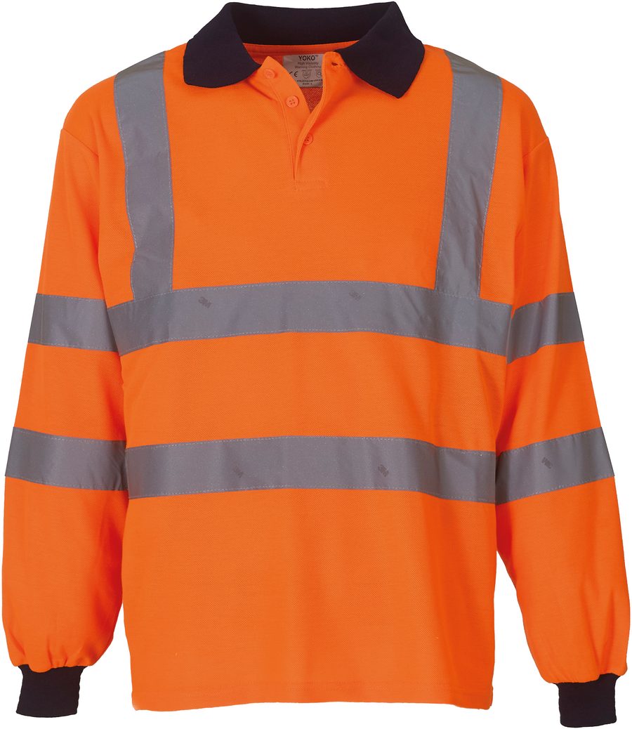 Yoko YOKO Langärmliges Poloshirt in Warnfarbe HVJ310 bedrucken