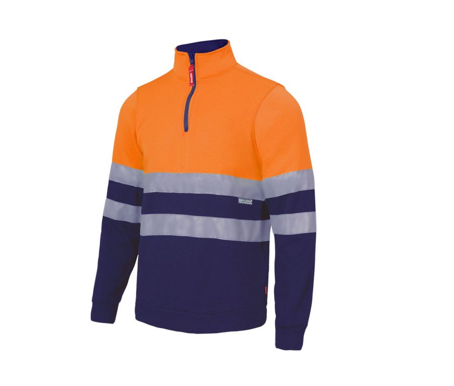 Velilla Two-Tone High Visibility Zip Sweatshirt 305701 bedrucken