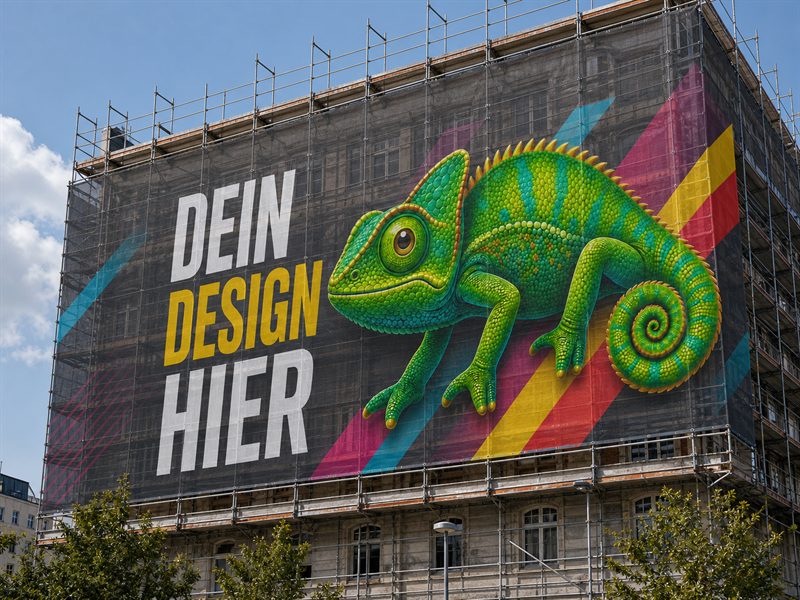 Gerüstbanner nach Maß an eingerüstetem Gebäude – AbdeX Großformatdruck Österreich