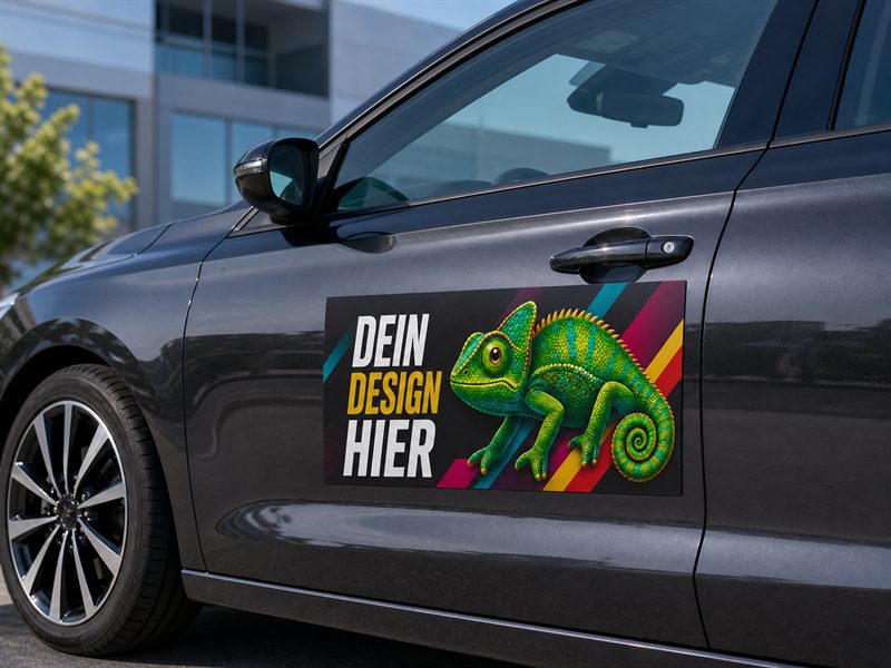 Bedruckte Magnetfolie an Fahrzeugtür – Magnetfolie bedrucken lassen bei AbdeX Österreich