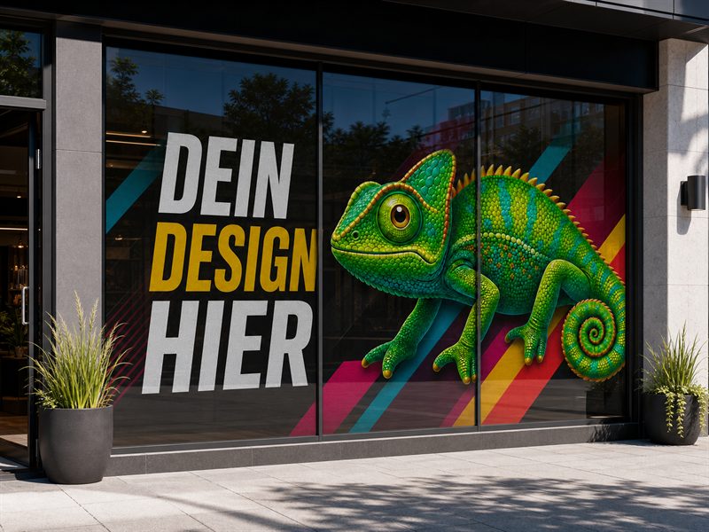 Bedruckte Schaufensterfolie nach Maß auf Ladengeschäft – AbdeX Werbetechnik Österreich